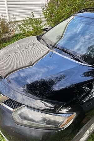 Exterior preto: remoção de contaminantes e aplicação de cera — brilho profundo recuperado — after