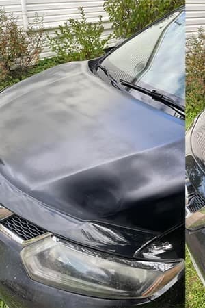 Exterior preto: remoção de contaminantes e aplicação de cera — brilho profundo recuperado — before